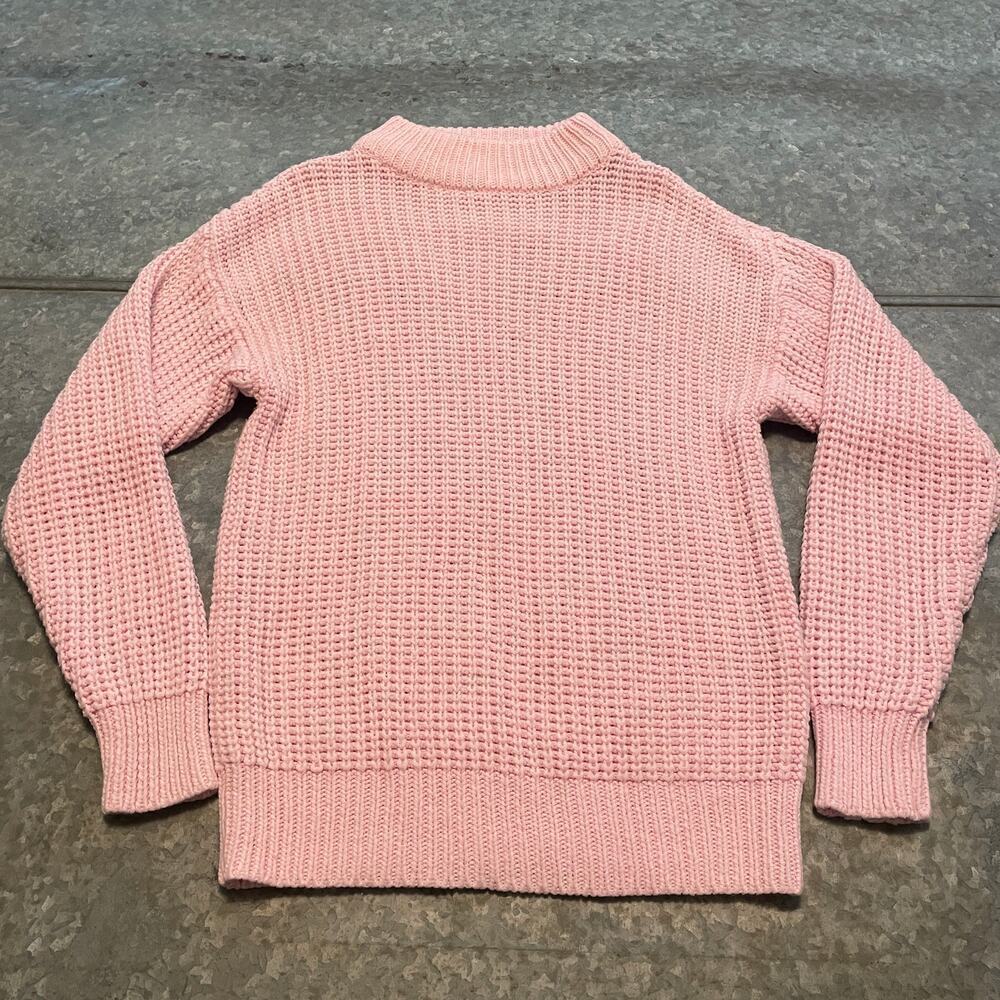 Vintage Circuit Mock Neck Chunky Knit Pink Sweater Womens Medium 80s 90s Mom